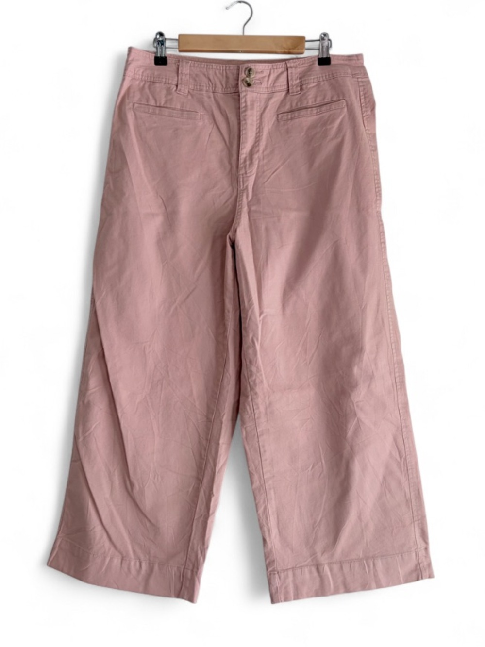 a new day Pink Cotton High Waist Wide Leg Ankle Pants Size 14